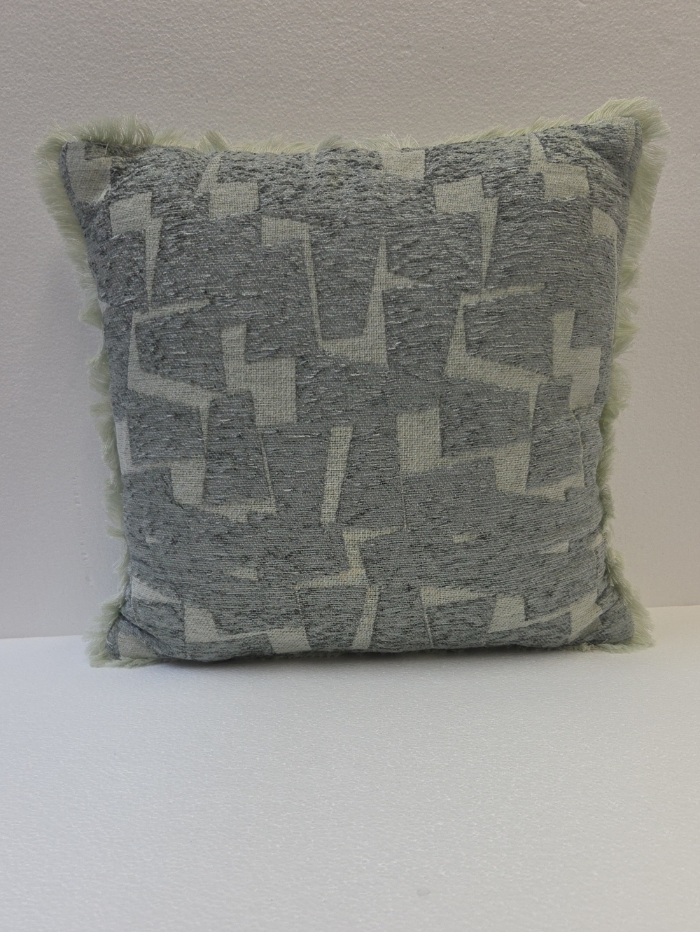 Threshold Geo Fringe Accent Pillow - Gray, Cream, Light Green